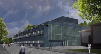 Recreación del nuevo edificio destinado al Laboratorio Unificado del CHN. (GOBIERNO DE NAFARROA)