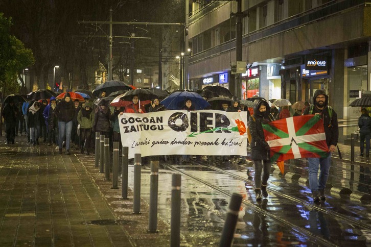Marcha en recuerdo de Oier Gómez celebrada el lunes en Gasteiz. 