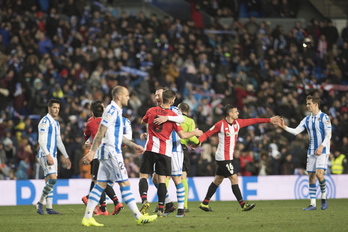 Final del partido en Anoeta. (Juan Carlos RUIZ / FOKU)