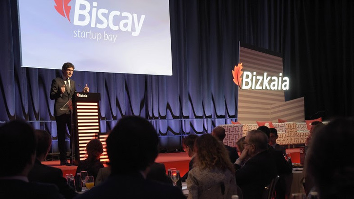 El diputado general de Bizkaia Unai Rementeria durante el acto en Madrid nombrado como ‘Biscay start up bay ’. (@Bizkaia)