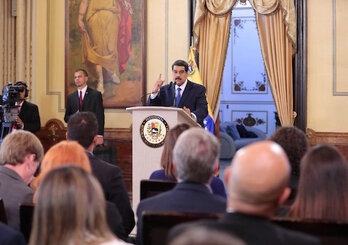 Maduro, durante la rueda de prensa. (@NicolasMaduro)