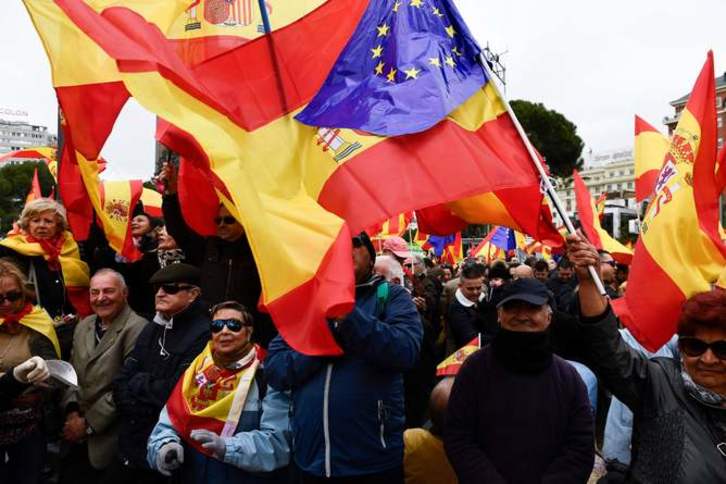 Protesta de las derechas en Madrid. (AFP)