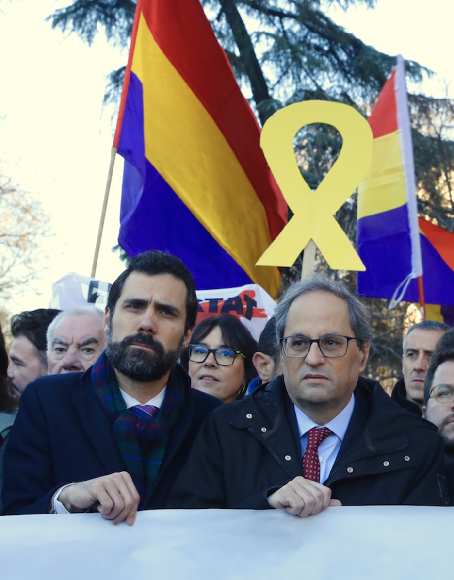 El presidente del Parlament, Roger Torrent, junto al president de la Generalitat, Quim Torra. (J. DANAE/FOKU) El presidente del Parlament, Roger Torrent, junto al president de la Generalitat, Quim Torra. (J. DANAE/FOKU)