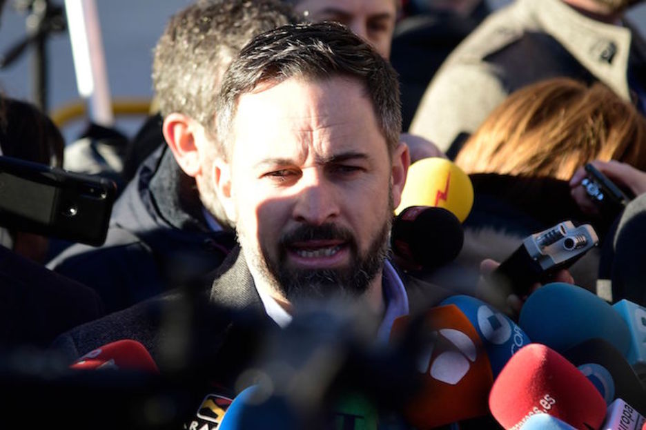 Santiago Abascal, líder de Vox, parte de la acusación particular. (Javier SORIANO/AFP)