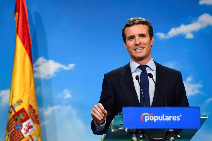 Pablo Casado se ha mostrado satisfecho tras la convocatoria de elecciones. (Gabriel BOUYS / AFP)