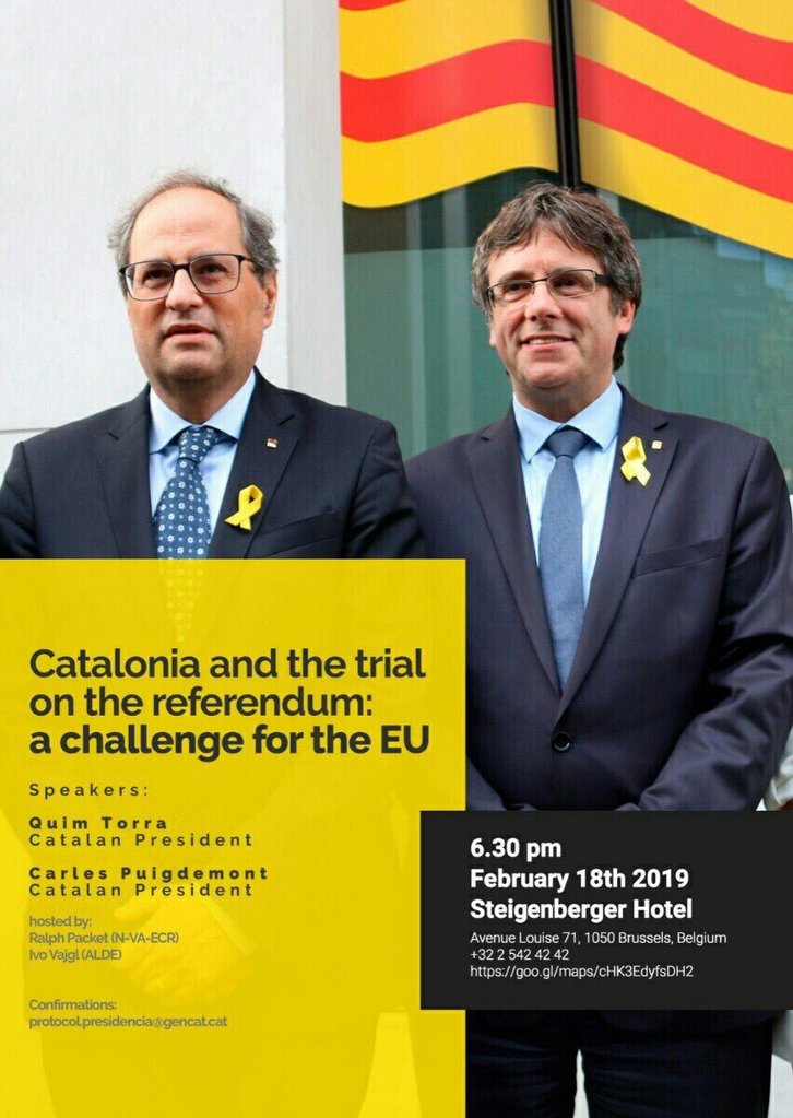 Torra y Puigdemont en la foto difundida para informar de la conferencia de hoy.