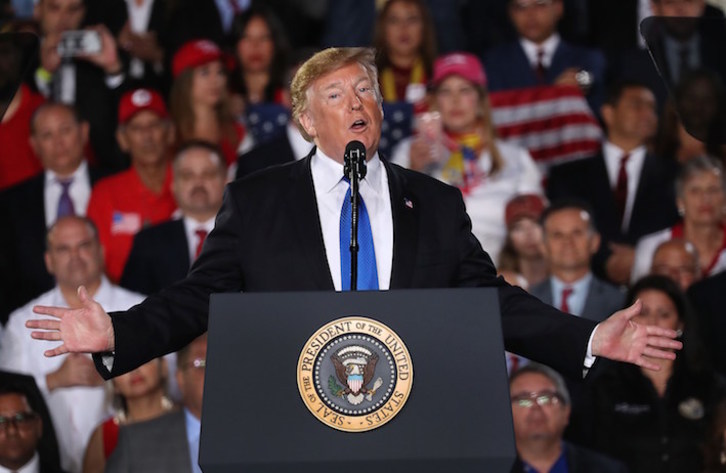  El presidente de EEUU, Donald Trump, durante una intervención en Miami. (Joe RAEDLE/AFP)