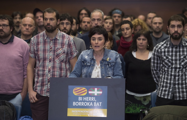 Garbiñe Aranburu, durante las jornadas organizadas por LAB en Donostia. (Juan Carlos RUIZ / FOKU)