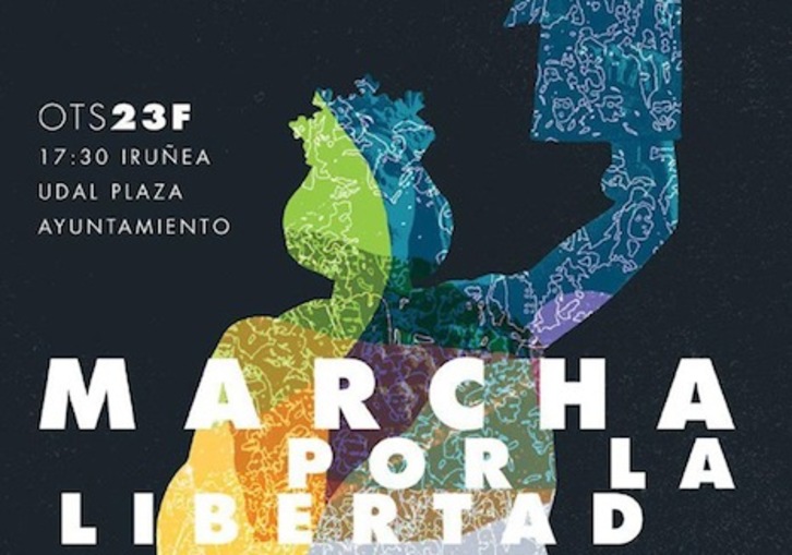 Cartel de la marcha por la libertad del 23-F en Iruñea.