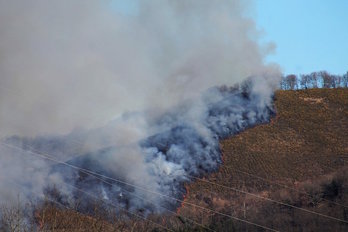 Una imagen del incendio de Goizueta. (@GaraziLoiarte)