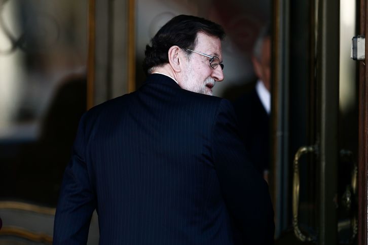 Mariano Rajoy, a su llegada al Supremo en el juicio anterior. (Benjamin CREMEL | AFP)