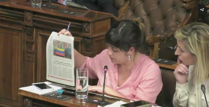 Alba Fatuarte de EH Bildu ha criticado la recepción a una delegación de la derecha opositora venezolana.