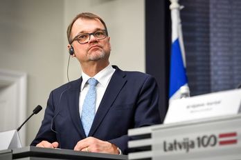 El primer ministro finés, Juha Sipila, este jueves en Letonia. (ILMARS ZNOTINS / AFP)