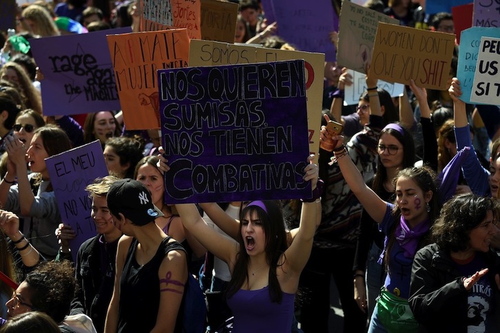 La concentración en Barcelona fue especialmente combativa. (Lluis GENE /AFP)