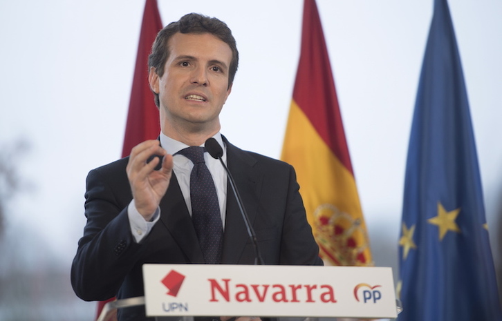 El presidente del PP, Pablo Casado. (Jagoba MANTEROLA/AFP)