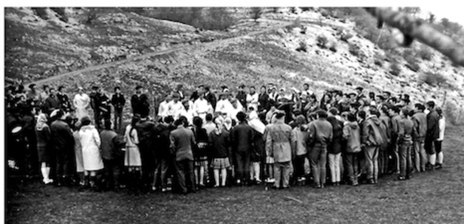 Salida a San Miguel de Goñi en el año 1968. (Cedida EUSKO BAZTERRA)