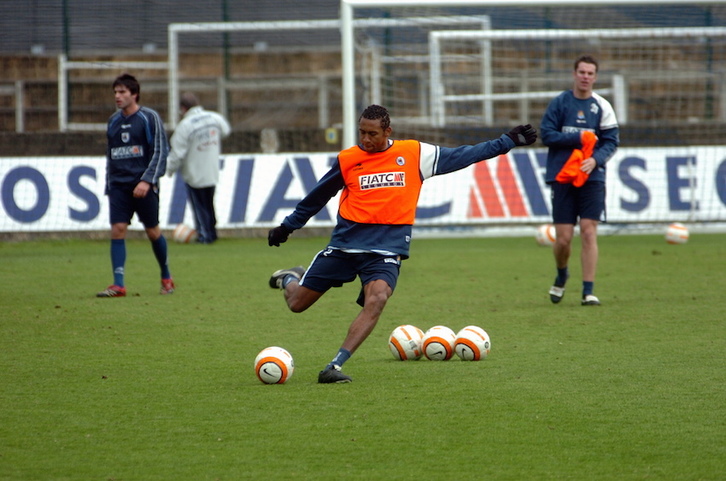 Jhon Viáfara, en un entrenamiento en Zubieta. (Imanol OTEGI / FOKU)