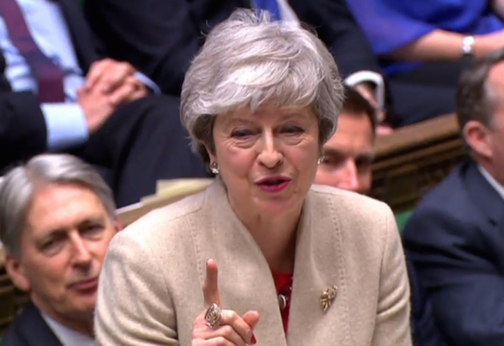 La primera ministra británica, Theresa May, durante su intervención en la Cámara de los Comunes. (AFP)