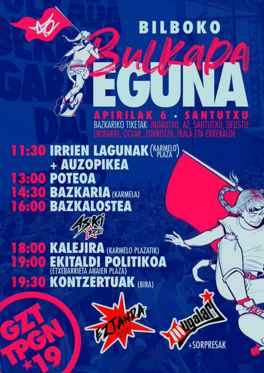 Bilboko Bulkada Egunaren egitaraua.