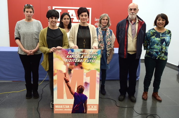LAB ha presentado hoy en Bilbo las movilizaciones que ha convocado con motivo del 1 de Mayo. (FOKU)