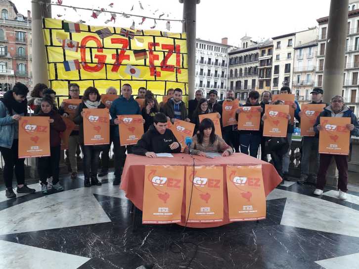 Abuztuan Biarritzen eginen den G7aren gailurraren aurrean ‘G7 EZ! Plataforma’ aurkeztu dute gaur Iruñean.