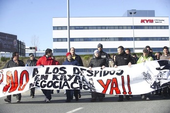 Una de las movilizaciones realizadas por la plantilla de KSS. (Jagoba MANTEROLA/FOKU)