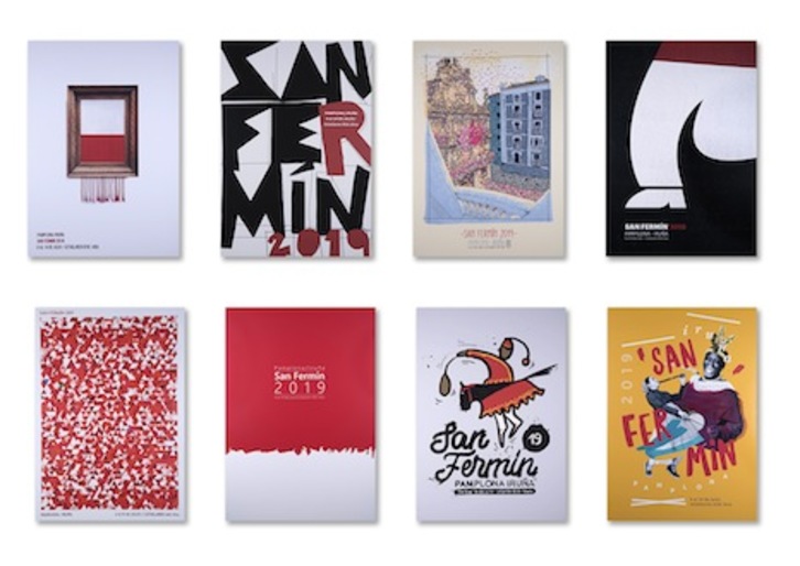 Los ocho aspirantes a ser el cartel de los sanfermines de este año.