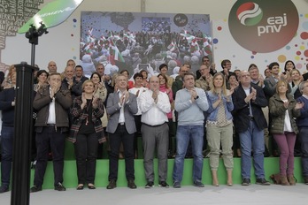 Jeltzaleek Bilboko Plaza Barrian egin dute Aberri Eguneko ekitaldia. [Aritz LOIOLA/FOKU]