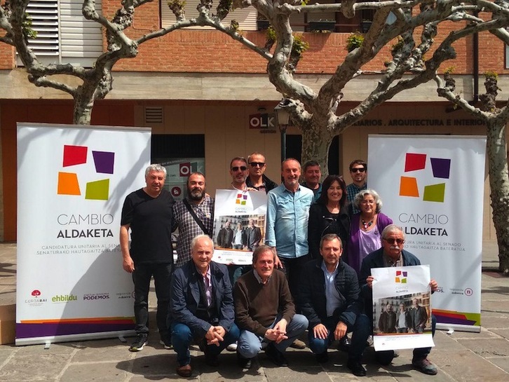 Los integrantes de la candidatura Cambio-Aldaketa han estado hoy en Tafalla. (CAMBIO-ALDAKETA)