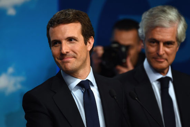 El presidente del PP, Pablo Casado. (Gabriel BOUYS/AFP)