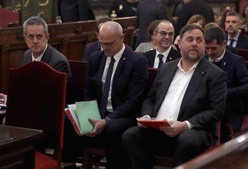 Imagen del juicio contra el independentismo catalán, con Junqueras en primer plano. (POOL EFE)