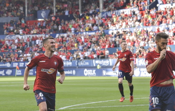 Oier, Clerc y Torres, tres de las claves de este Osasuna arrollador. (Idoia ZABALETA | FOKU)