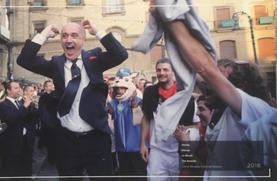 Jesús Garisoain, actual subdirector de la banda, demostrando un humor envidiable en plenas fiestas.