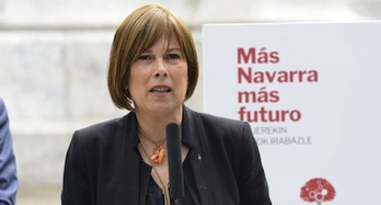 Barkos, en su acto de campaña en Sarasate. (GEROA BAI)