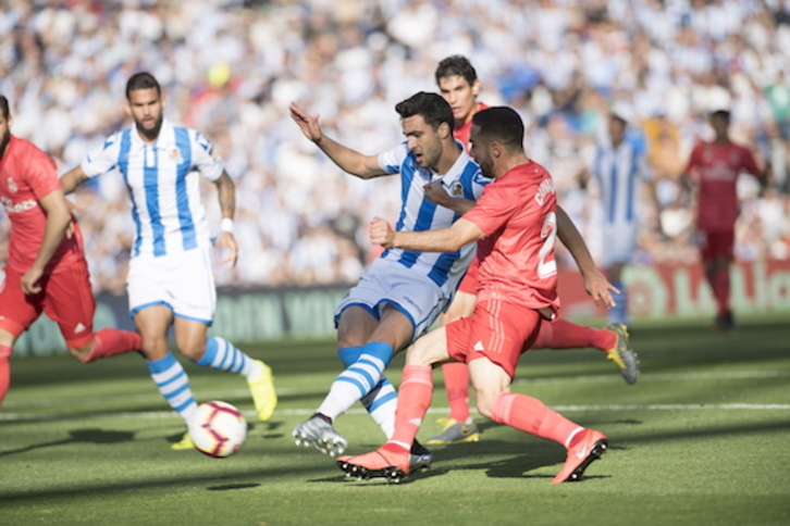 Merino ha sido uno de los goleadores txuri-urdin. (Juan Carlos RUIZ/FOKU)