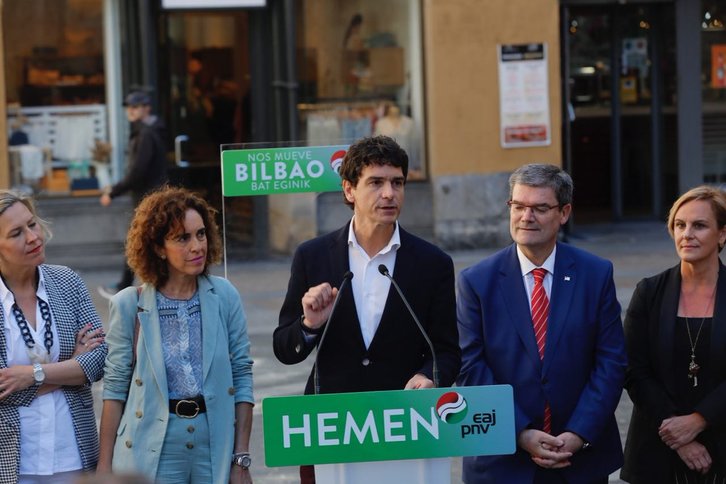 Unai Rementería, candidato del PNV en Bizkaia, durante el acto de hoy. (@eajpnv)