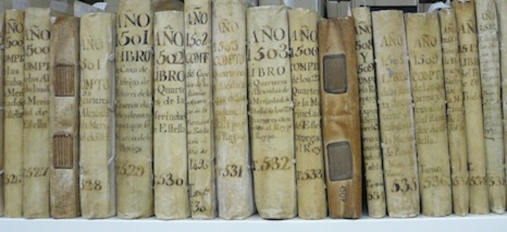 Imagen de los registros de cuentas medievales de la Cámara de Comptos. (GOBIERNO DE NAFARROA)