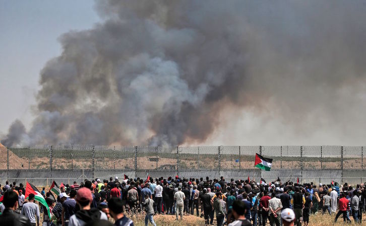 Las protestas en Gaza el día de la Nakba han dejado más de 50 heridos. (Mahmud HAMS / AFP)