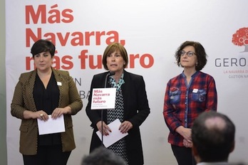 Uxue Barkos, en su comparecencia ante los medios. (GEROA BAI)