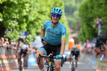 Pello Bilbao, ha llegado en solitario a la meta de L'Aquila. (@giroditalia) 