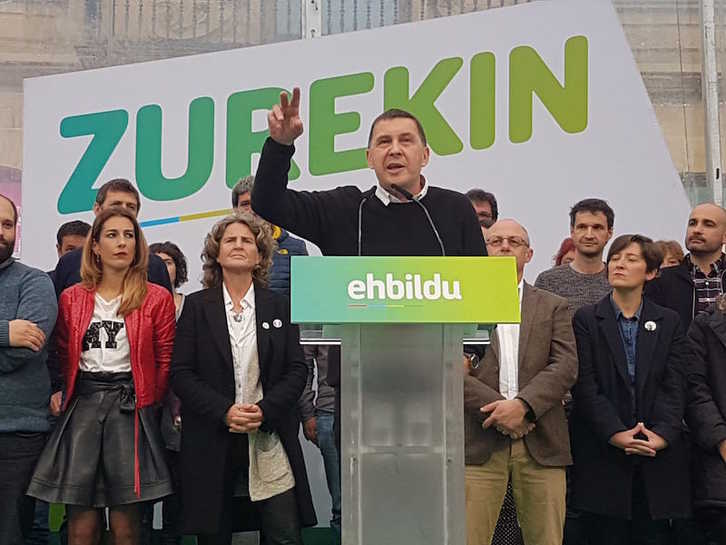 Mitin central de EH Bildu hoy en Donostia. (TWITTER EH BILDU)