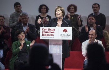 Uxue Barkos, hoy en Baluarte, en el acto principal de Geroa Bai. (Jagoba MANTEROLA | FOKU)