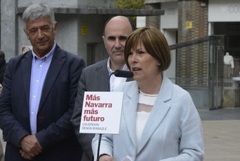 Barkos, en su acto electoral en la plaza del Vínculo de Iruñea. (GEROA BAI)