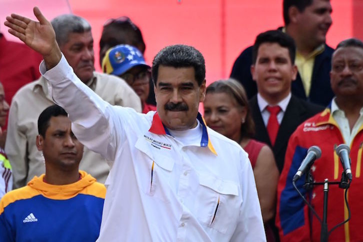 El presidente de Venezuela, Nicolás Maduro, en su intervención desde el Palacio de Miraflores. (Marvin RECINOS/AFP)