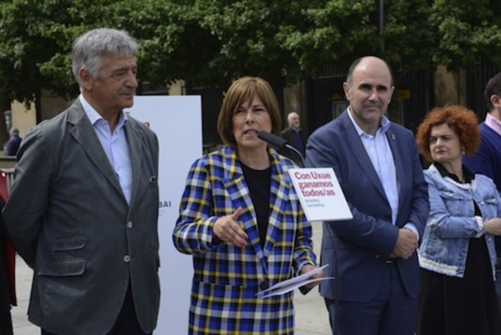 Barkos, en su acto de campaña en Iruñea. (GEROA BAI)