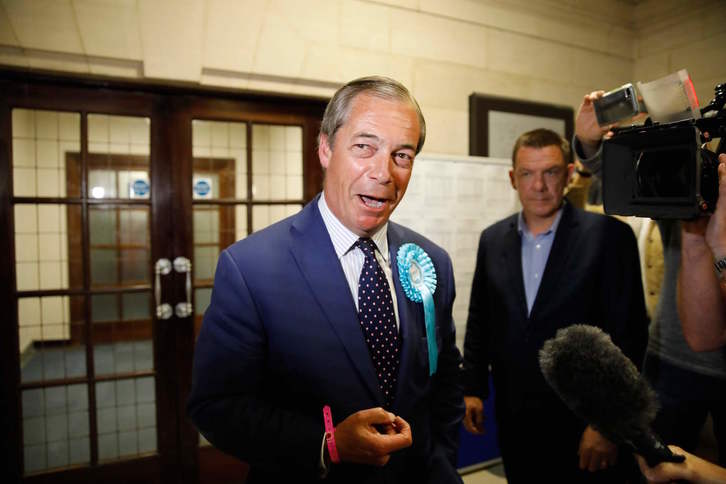 Nigel Farage, durante las votaciones del pasado jueves. (AFP)