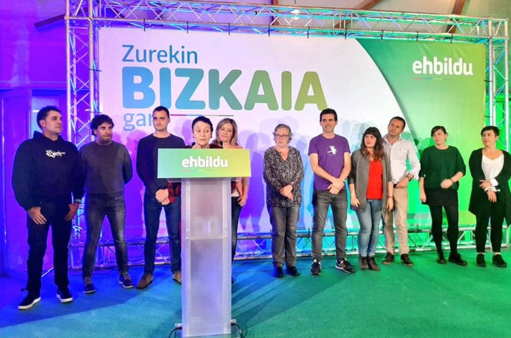 Jone Goirizelaia valora los resultados en la noche electoral. (@EHBilduBilbo)