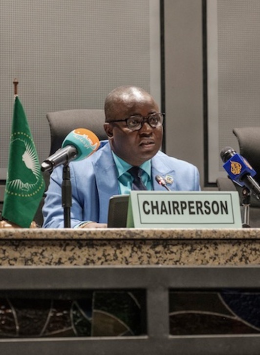El presidente del Consejo de Paz y Seguridad, el sierra-Leonés Patrick Kapuwa (AFP)