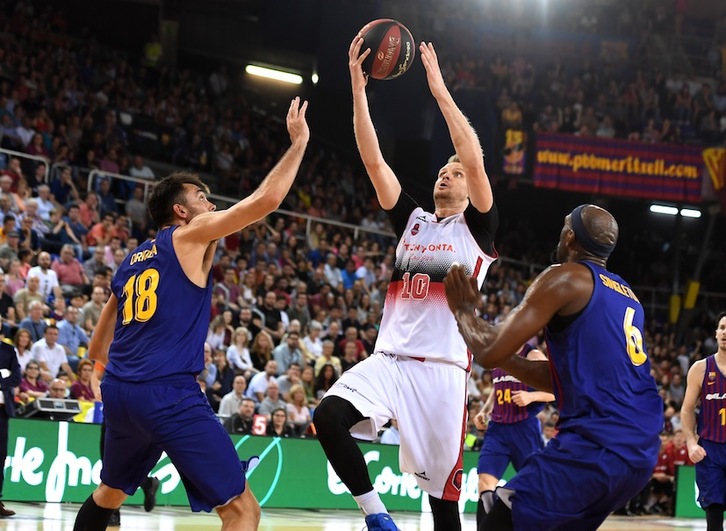 Reinaldas Seibutis ha tirado del carro del Tecnyconta Zaragoza, haciendo sudar tinta al Barça (D. GRAU / ACB PHOTO)