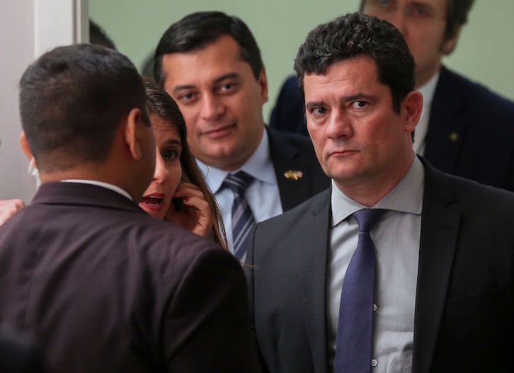 El exjuez y ahora ministro Sergio Moro trató de minimizar las filtraciones. (Michael DANTAS/AFP)